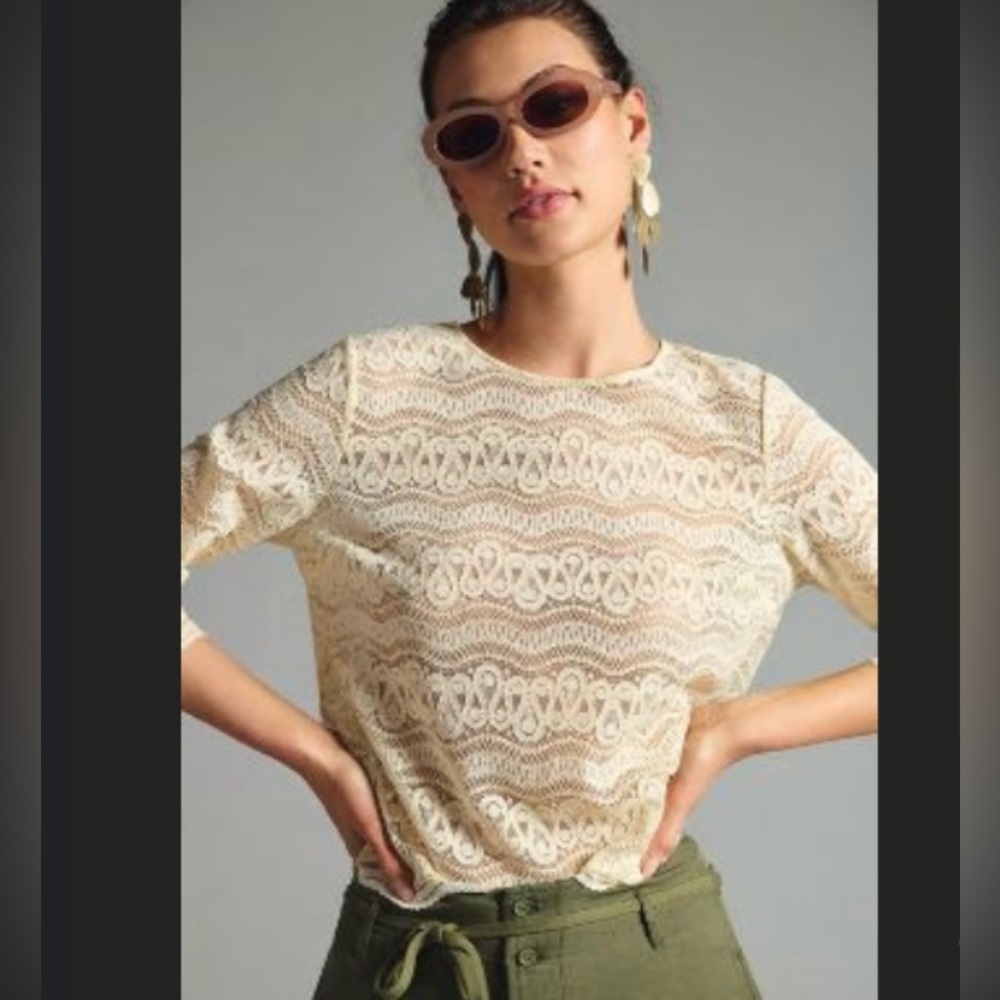 Dolan Lace Tee in Ivory [Anthropologie]